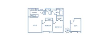 One bedroom floor plan at Caprielle Apartments in San Diego CA