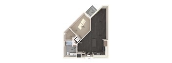 A09 one bedroom floor plan image at North at Totem Lake Apartments in Kirkland WA