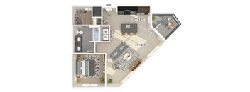 One bedroom floor plan image at East Bend Apartments in Houston TX