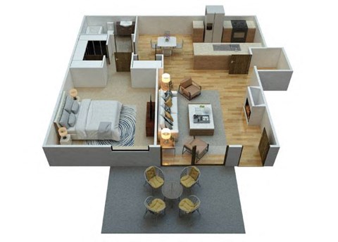 One bedroom floor plan at Woodcreek Apartments in Las Vegas NV