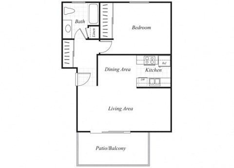 one bedroom floor plan at Wyndover apartments