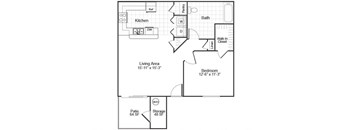 one bedroom floor plan at paradise oaks apartments