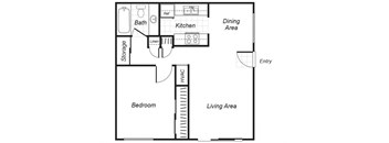 one bedroom floor plan at Westchester Park apartments