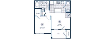 one bedroom floor plan image at Tivoli