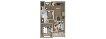 One bedroom floor plan image at 1810 Main in Houston TX