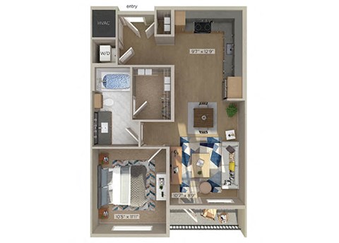 One bedroom floor plan image at 1810 Main in Houston TX