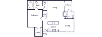 One Bedroom Floor Plan image at Kaleidocope Apartment Homes in Las Vegas NV