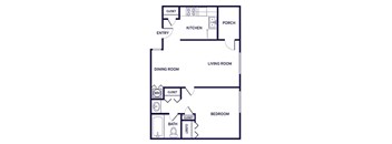 One bedroom floor plan at City Side Flats Apartments in Nashville TN