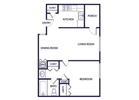 One bedroom floor plan at City Side Flats Apartments in Nashville TN