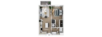 One bedroom floor plan at Hawkley Apartments in Milford MA