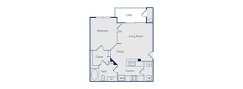 One bedroom one bathroom floorplan image One bedroom one bathroom floorplan image at Callista Hill Country Apartments in Austin TX