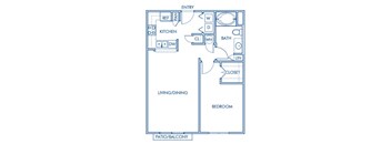 One bedroom floor plan at Sierra at Otay Ranch Apartments in Chula Vista CA