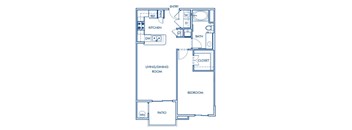 One bedroom floor plan at Cresterra Apartments in San Marcos CA