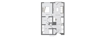 one bedroom floor plan at the Huntington Apartments in Plano TX