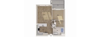 One bedroom floor plan image at Altitude Apartments