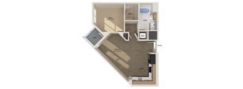 One bedroom floor plan at Altitude Apartments
