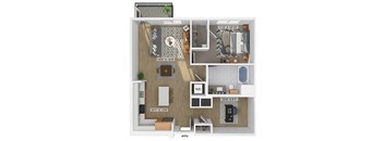 one bedroom one bathroom floor plan image at V2 Apartments