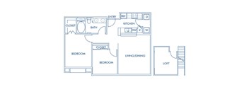 One bedroom floor plan at Caprielle Apartments in San Diego CA