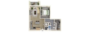 One bedroom floor plan at Treo Apartments in Fort Lauderdale FL