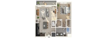 One bedroom floor plan image at East Bend Apartments in Houston TX