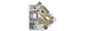 One bedroom floor plan at Treo Apartments in Fort Lauderdale FL