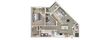 One bedroom floor plan image at East Bend Apartments in Houston TX