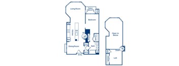 One bedroom floor plan at Main and Jamboree Apartments in Irvine CA