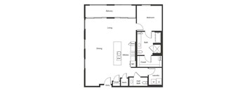One bedroom floor plan at Chromatic Flats Apartments in San Diego CA