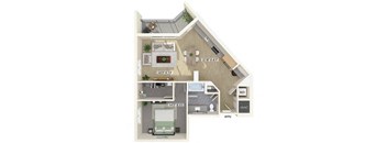 One bedroom floor plan at Treo Apartments in Fort Lauderdale FL