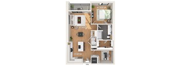 One bedroom floor plan at 1010 Waugh Apartments in Houston TX