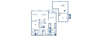 One bedroom floor plan at Main and Jamboree Apartments in Irvine CA