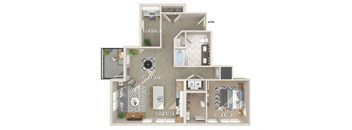 One bedroom floor plan image at East Bend Apartments in Houston TX