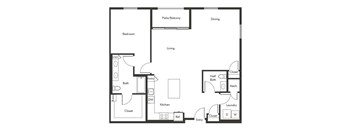 One bedroom floor plan at Chromatic Flats Apartments in San Diego CA