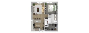 One bedroom floor plan at The Brynn in Kirkland WA