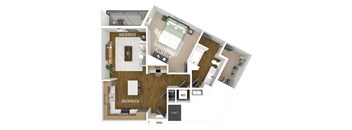 One bedroom floor plan at The Edley in Atlanta GA