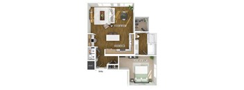 One bedroom floor plan at The Edley in Atlanta GA