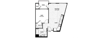 One bedroom floor plan at GEO Apartment in Fremont CA