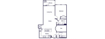 One bedroom with Den floor plan at Riverwoods at Lake Ridge in Woodbridge VA