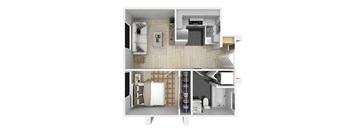 One bedroom floor plan image at The Resort at Encinitas Apartments in Encinitas CA