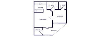 One bedroom floor plan at Newport Apartment Homes in Nashville TN