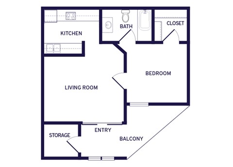 One bedroom floor plan at Newport Apartment Homes in Nashville TN