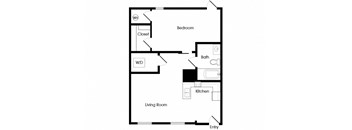 One bedroom floor plan image at Chroma Park Apartments in Austell GA