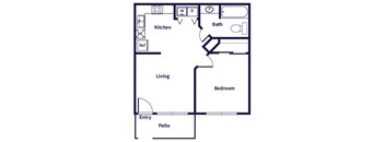 one bedroom floor plan at Dayton Park Apartments in Dayton TX