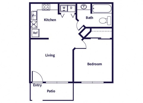 one bedroom floor plan at Dayton Park Apartments in Dayton TX