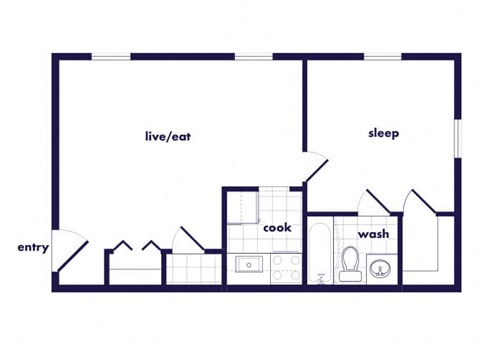 One Bedroom one bathroom floor plan at Villages at Marley Station in Glen Burnie MD