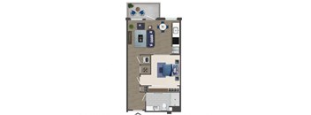 One bedroom Floorplan Image at Caroline Apartments in Charleston SC
