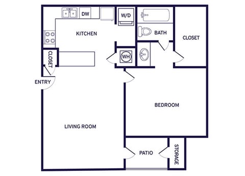 One bedroom floor plan at Landmark at Wynton Pointe Apartment Homes in Nashville TN