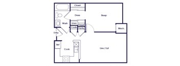One bedroom one bathroom at Victoria Park Apartments