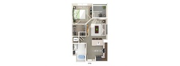 One bedroom floor plan at Bowen Apartments in San Diego CA