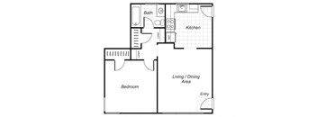 one bedroom floor plan image at Sutterfield